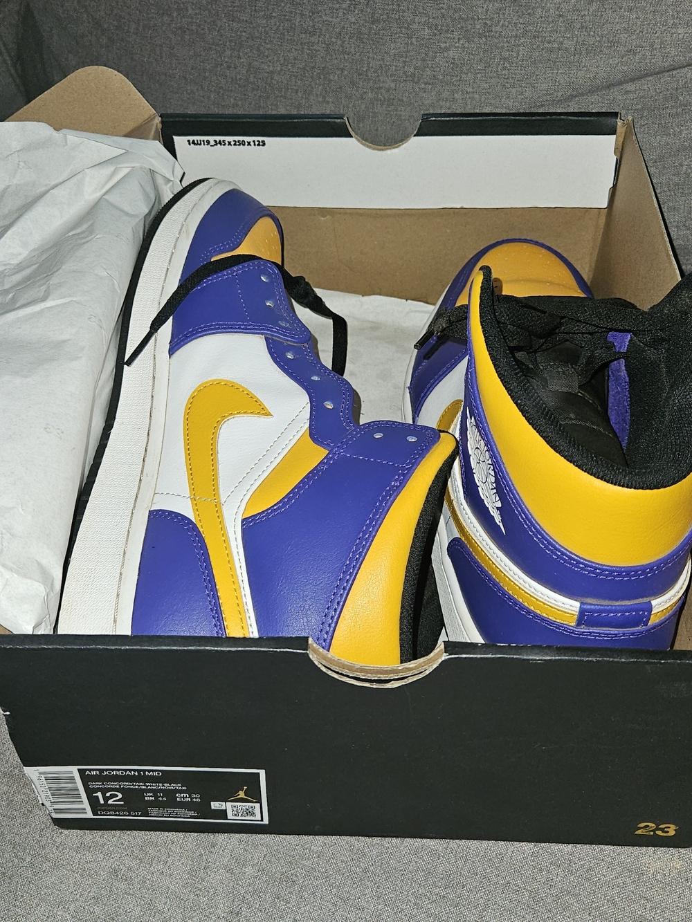 Jordan Mens Mid Sneakers - White/Purple/Yellow
